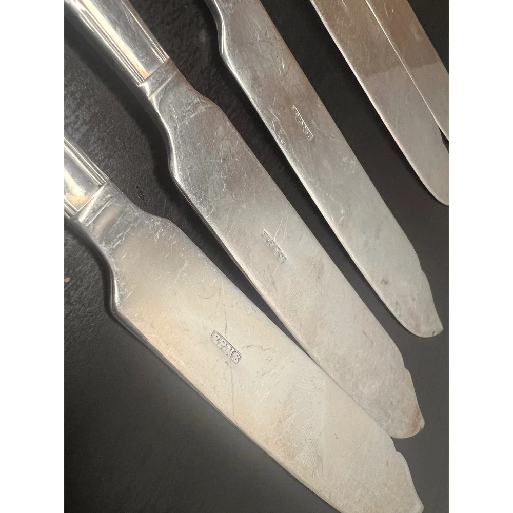 12-Piece EPNS Silver Plated Fish Cutlery Set c. 1920s Knives Forks Antique